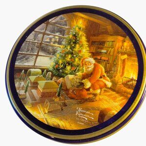 Thomas Kinkade Studios Christmas Cookie Tin Decorative Santa Scene Collectible